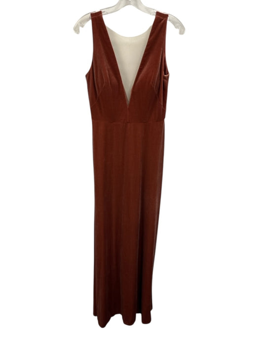 Jenny Yoo Collection Size 6 Dusty Rose Polyester Blend Velvet Mesh Detail Gown Dusty Rose / 6