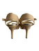 Manolo Blahnik Shoe Size 36.5 Metallic Gold Leather & Linen open toe Shoes Metallic Gold / 36.5
