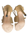 Manolo Blahnik Shoe Size 36.5 Metallic Gold Leather & Linen open toe Shoes Metallic Gold / 36.5