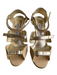 Manolo Blahnik Shoe Size 36.5 Metallic Gold Leather & Linen open toe Shoes Metallic Gold / 36.5