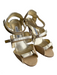 Manolo Blahnik Shoe Size 36.5 Metallic Gold Leather & Linen open toe Shoes Metallic Gold / 36.5