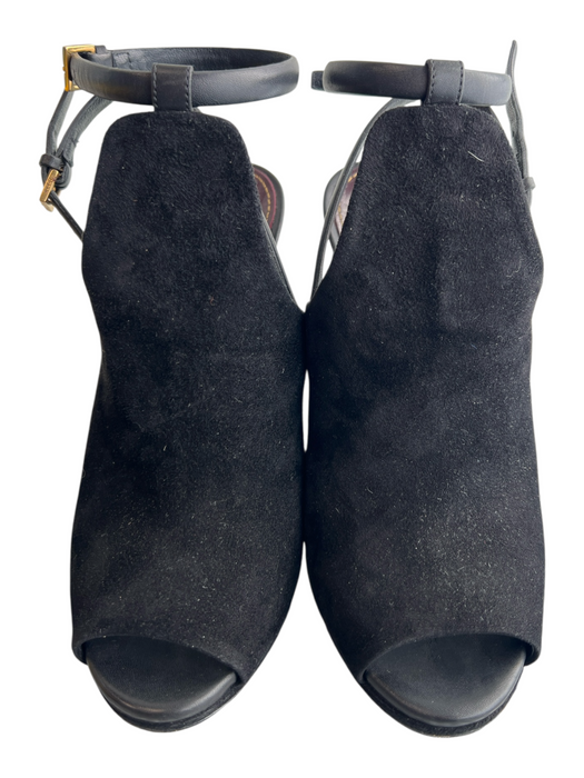 Gucci Shoe Size 36 Black Suede Peep Toe Open Heel Double Ankle Strap Shoes Black / 36