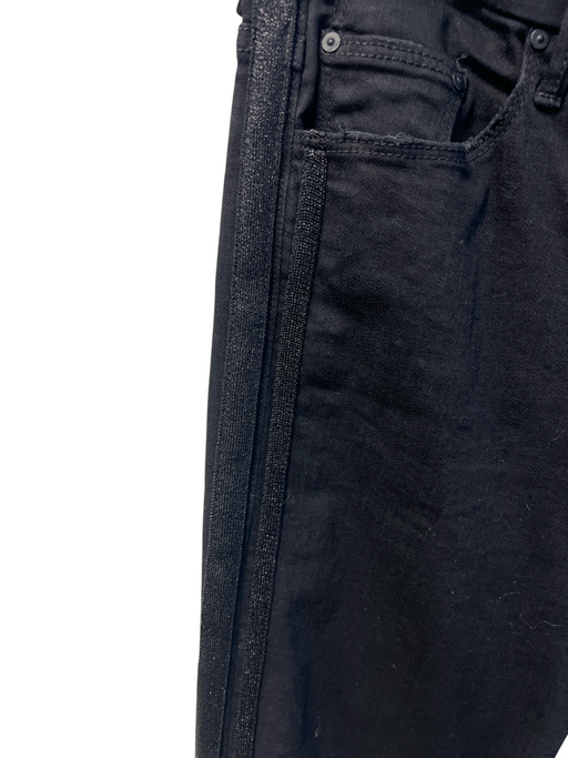 Mother Size 29 Black Cotton Blend Mid Rise 5 Pocket Zip Fly Side Detail Jeans Black / 29