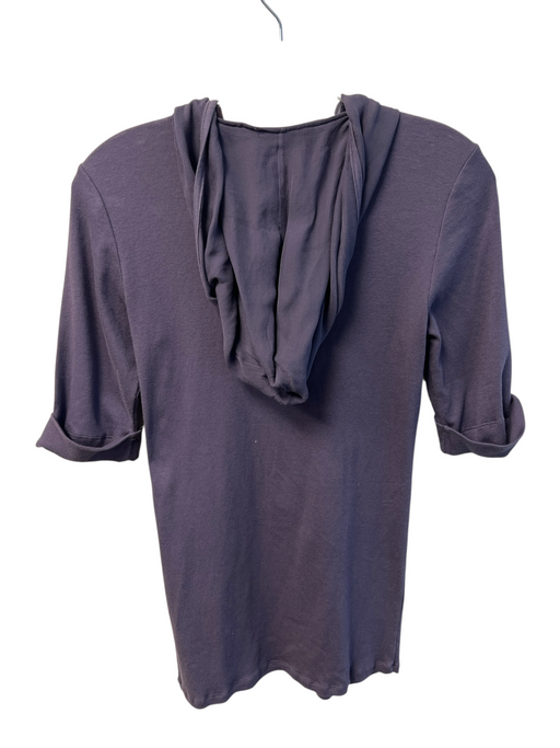 Brunello Cucinelli Size Large Dark Mauve Silk & Cotton Hood Half Zip Top Dark Mauve / Large