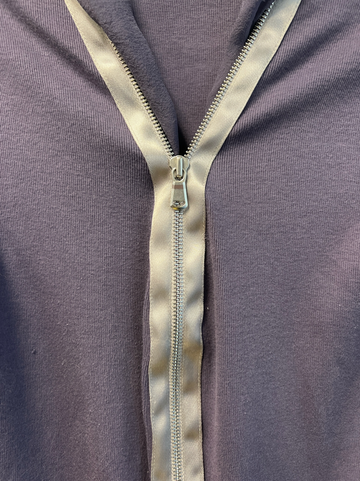 Brunello Cucinelli Size Large Dark Mauve Silk & Cotton Hood Half Zip Top Dark Mauve / Large