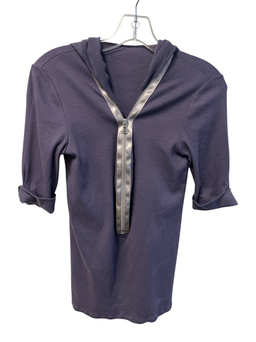 Brunello Cucinelli Size Large Dark Mauve Silk & Cotton Hood Half Zip Top Dark Mauve / Large