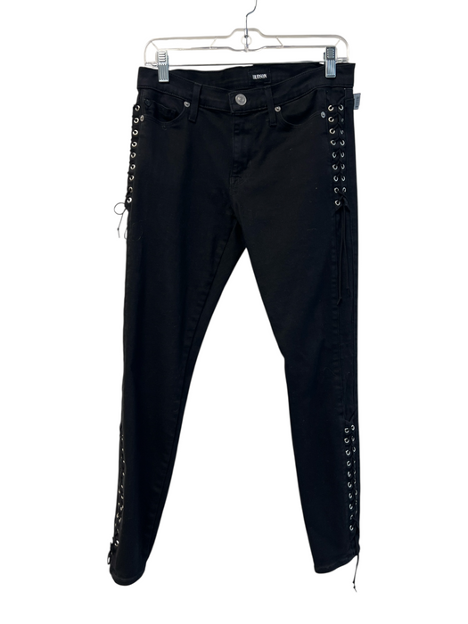 Hudson Size 28 Black Cotton Blend Lace Up Sides Lace Up Ankle Mid Rise Jeans Black / 28