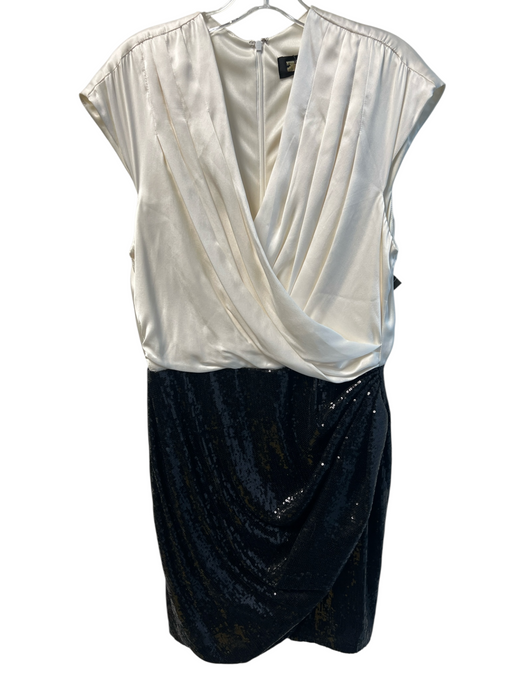 Alexia Admor Size Medium White & Black Silk Sequins Sleeveless Back Zip Dress White & Black / Medium