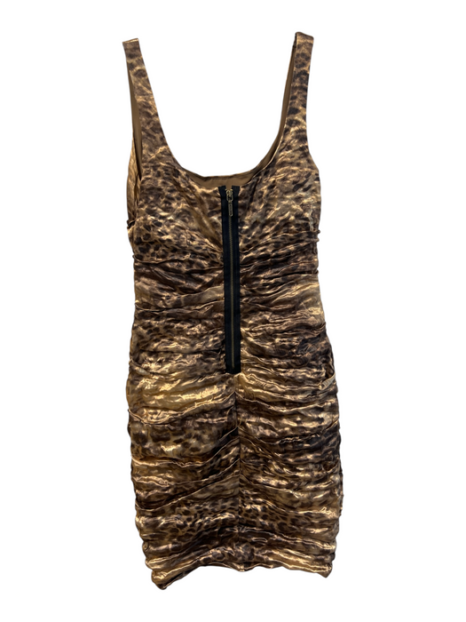 Nicole Miller Size 2 Brown & Gold No Fabric Tag Sleeveless Animal Print Dress Brown & Gold / 2