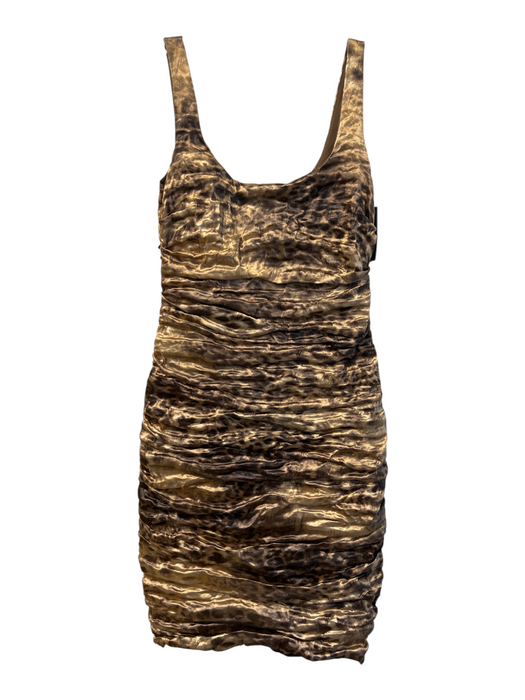 Nicole Miller Size 2 Brown & Gold No Fabric Tag Sleeveless Animal Print Dress Brown & Gold / 2