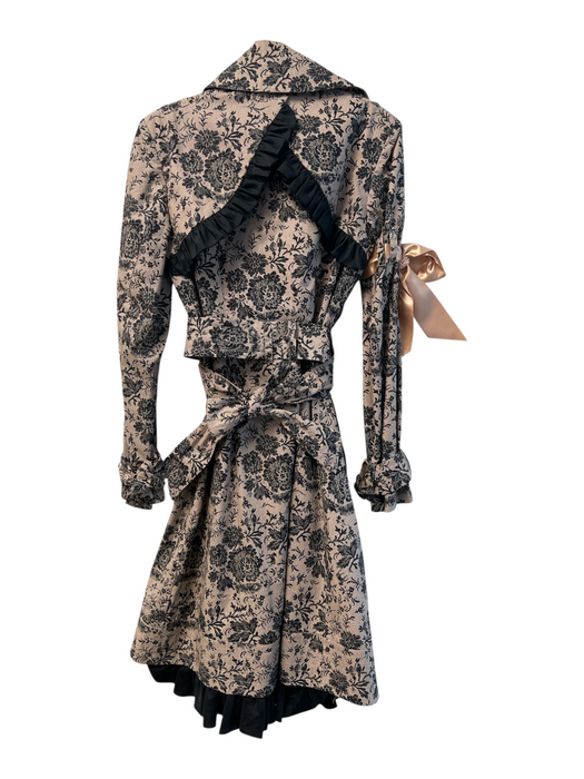 Lamb Boudoir Size 4 Tan & black Cotton floral print Ruffle Hem Front Button Coat Tan & black / 4