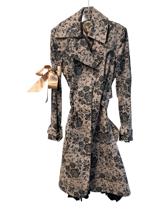 Lamb Boudoir Size 4 Tan & black Cotton floral print Ruffle Hem Front Button Coat Tan & black / 4