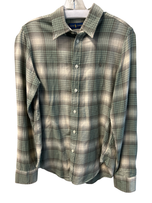 Ralph Lauren Size Medium Green & Cream Cotton Plaid Long Sleeve Button Down Top Green & Cream / Medium