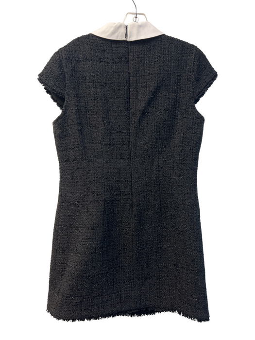 Likely Size 14 Black Poly Blend Collar Back Zip Knubby Knit Cap Sleeve Dress Black / 14
