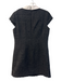 Likely Size 14 Black Poly Blend Collar Back Zip Knubby Knit Cap Sleeve Dress Black / 14