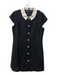 Likely Size 14 Black Poly Blend Collar Back Zip Knubby Knit Cap Sleeve Dress Black / 14