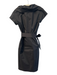 Max Mara Size EST 10 Black No Fabric Tag Belt Cap Sleeve V Neck Back Zip Dress Black / EST 10