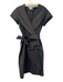 Max Mara Size EST 10 Black No Fabric Tag Belt Cap Sleeve V Neck Back Zip Dress Black / EST 10