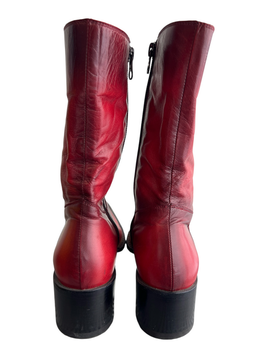 Rocco P Shoe Size 36 Red Leather Pointed Toe Side Zip above ankle Western Boots Red / 36