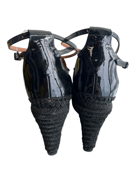 Givenchy Shoe Size 37 Black Leather Espadrille wedge platform Ankle Buckle Shoes Black / 37