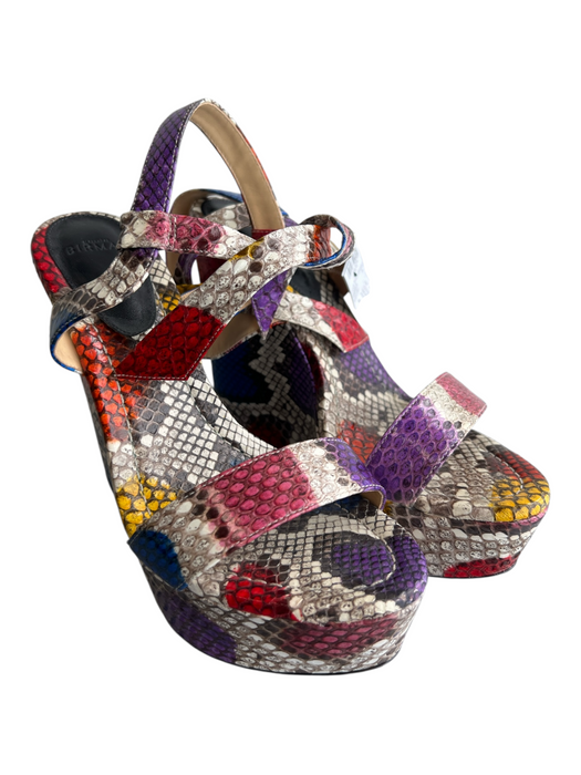 Alexandra Birman Shoe Size 37.5 Multi Snake Skin Open Toe & Heel Sandal Shoes Multi / 37.5