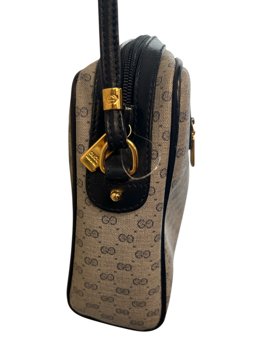 Gucci Blue Leather Canvas Gucci Monogram Gold Hardware Zip Close Bag Blue / S