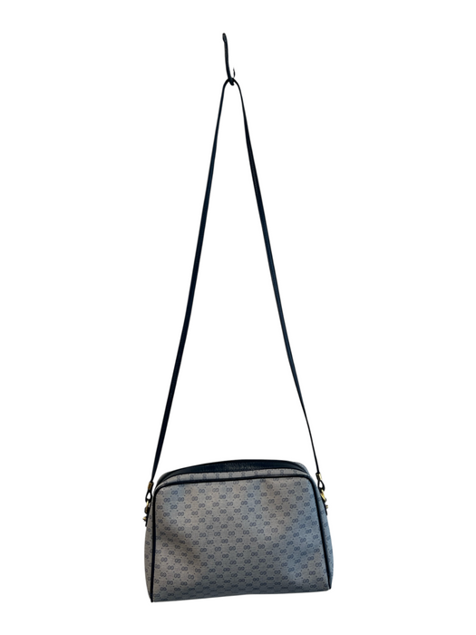Gucci Blue Leather Canvas Gucci Monogram Gold Hardware Zip Close Bag Blue / S