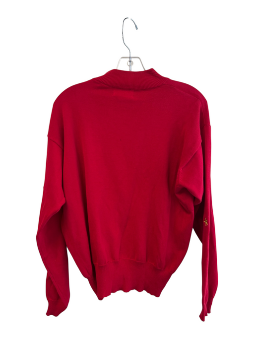 Pappagallo Size M Red & Yellow Cotton Mock Neck Long Sleeve Stars Knit Top Red & Yellow / M