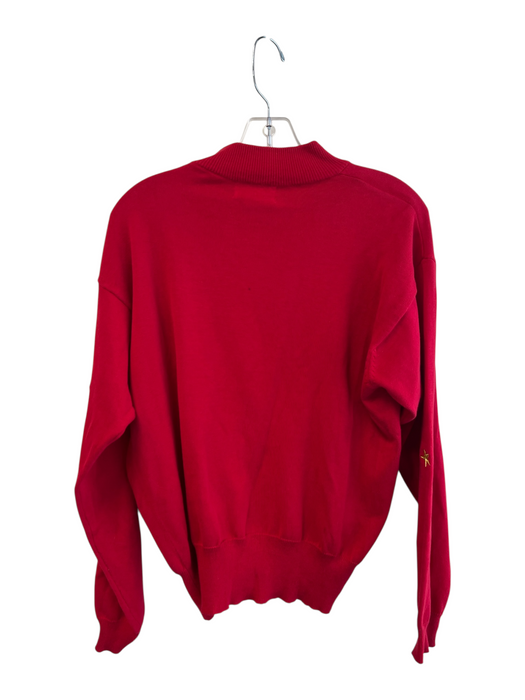 Pappagallo Size M Red & Yellow Cotton Mock Neck Long Sleeve Stars Knit Top Red & Yellow / M