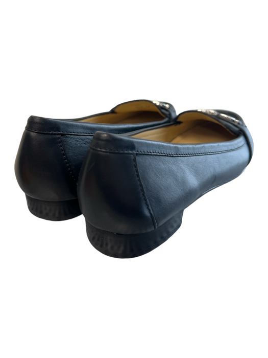 Coach Shoe Size 7.5 Black Leather Silver Hardware Rounded Toe Logo Loafer Shoes Black / 7.5