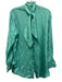 VVB Victoria Beckham Size 4 Aqua Blue Silk Long Sleeve Tie Back high neck Top Aqua Blue / 4