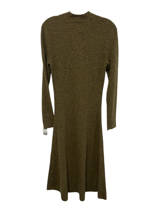 Jason Wu Size M Olive Green Cashmere Ribbed Knit Speckled Long Sleeve Dress Olive Green / M