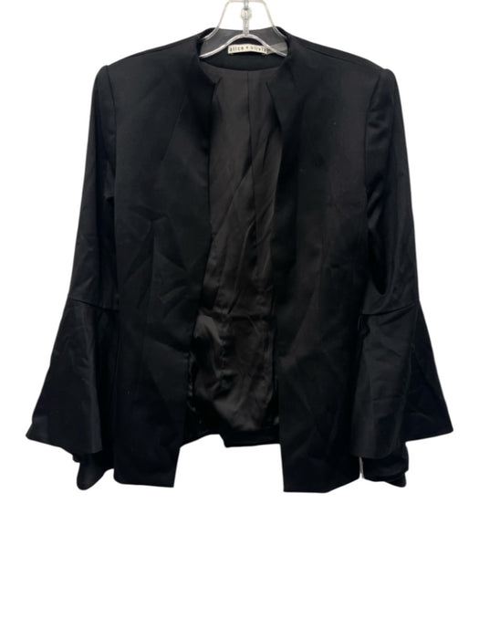Alice + Olivia Size 4 Black Wool Blend High Neck Hook & Eye Front Jacket Black / 4