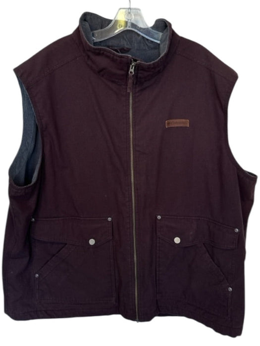 Columbia Size XXL Brown Polyester Blend Zip Up Leather Detail Pocket Men's Vest Brown / XXL