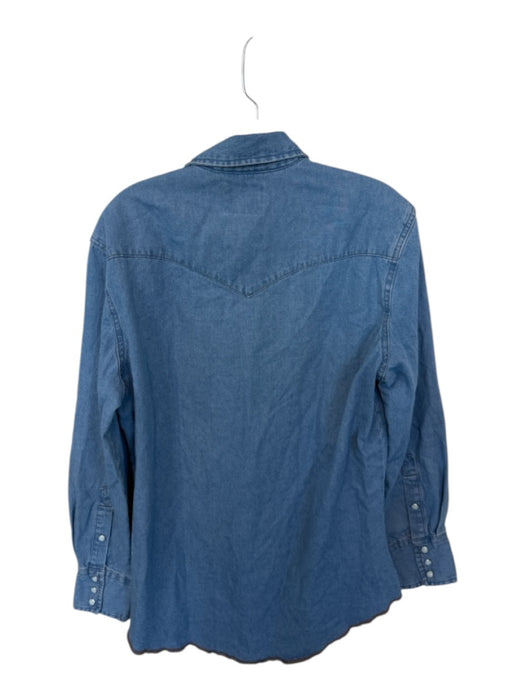 Wrangler Size M Blue Cotton Denim Snap Up Snap Men's Shirt Blue / M