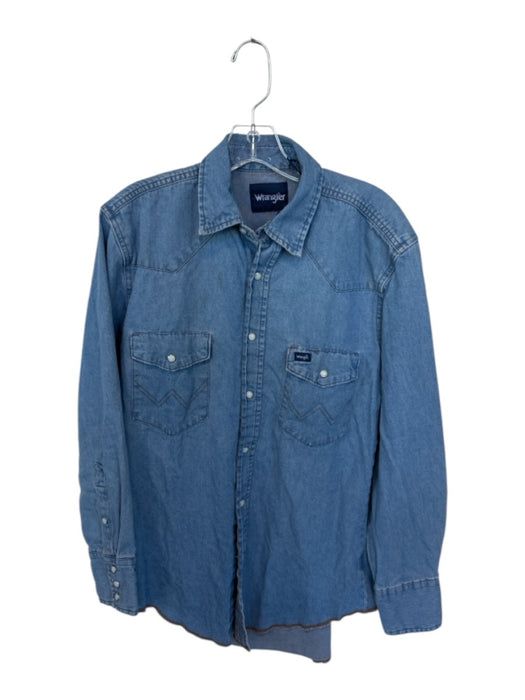 Wrangler Size M Blue Cotton Denim Snap Up Snap Men's Shirt Blue / M