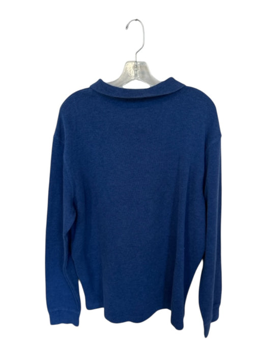 Polo Size L Blue Cotton logo Long Sleeve Leather Detail Men's Sweater Blue / L