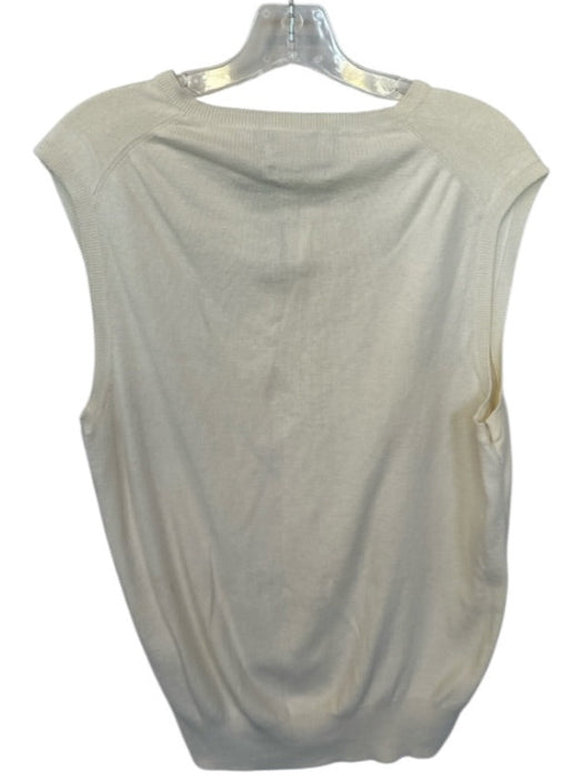 Polo Size M Cream Pima Cotton logo V Neck Ribbed Detail Men's Sweater Cream / M