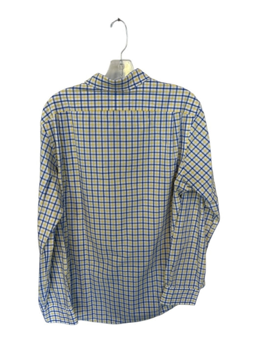 Polo Size L Blue & White Cotton Grid Button Up Classic Fit Men's Shirt Blue & White / L