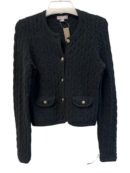 J.Crew Size XS Black Cotton Round Neck Button Down Long Sleeve Sweater Black / XS