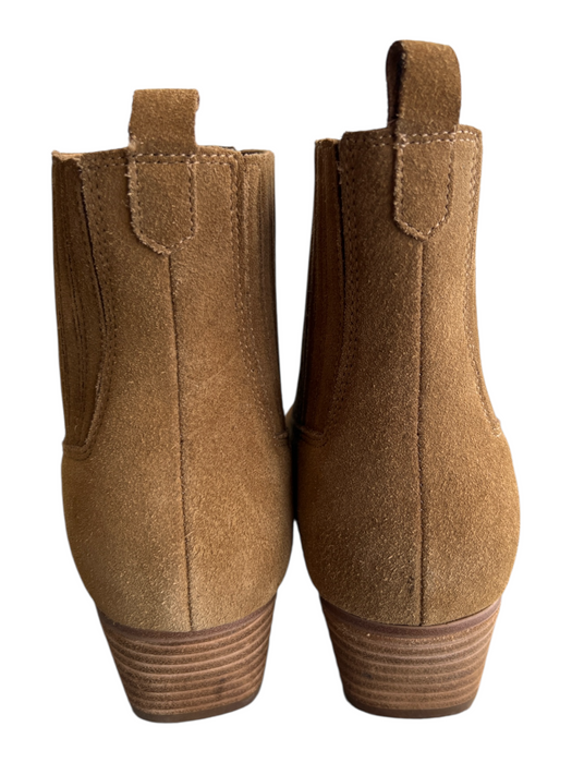 Marc Fisher Shoe Size 8.5 Tan Suede Pointed Pull On Stacked Heel Booties Tan / 8.5