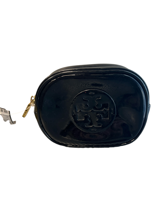 Tory Burch Black No Fabric Tag Patent Top Zip make up Black