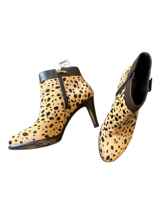 Tory Burch Shoe Size 8 Brown & Tan Leather Fur Animal Print Side Zip Booties Brown & Tan / 8