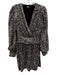 The Kooples Size 2 Silver Polyester Fully Sequined Long Balloon Sleeve Dress Silver / 2