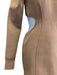 Herve Leger Size S Beige Viscose Blend Knit Ribbed Detail Long Sleeve Dress Beige / S