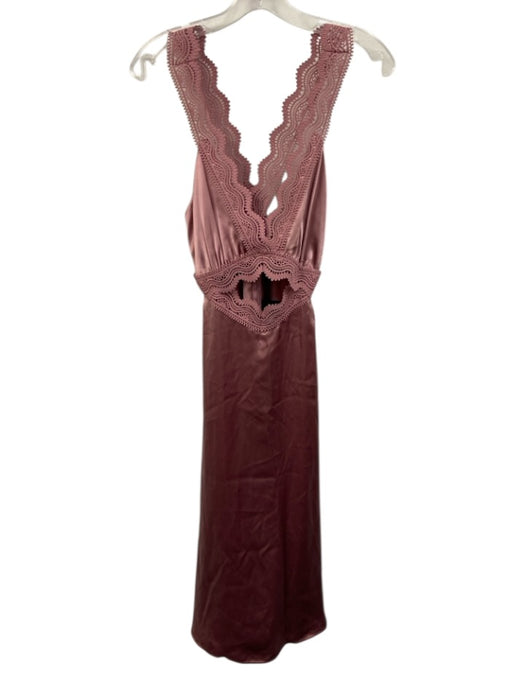 The Kooples Size 1 Mauve Pink Silk Lace Trim Cutout Criss Cross Back Slip Dress Mauve Pink / 1