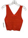 Ramy Brook Size S Neon Orange Cotton Blend Ribbed Knit V Neck Sleeveless Top Neon Orange / S