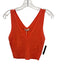 Ramy Brook Size S Neon Orange Cotton Blend Ribbed Knit V Neck Sleeveless Top Neon Orange / S