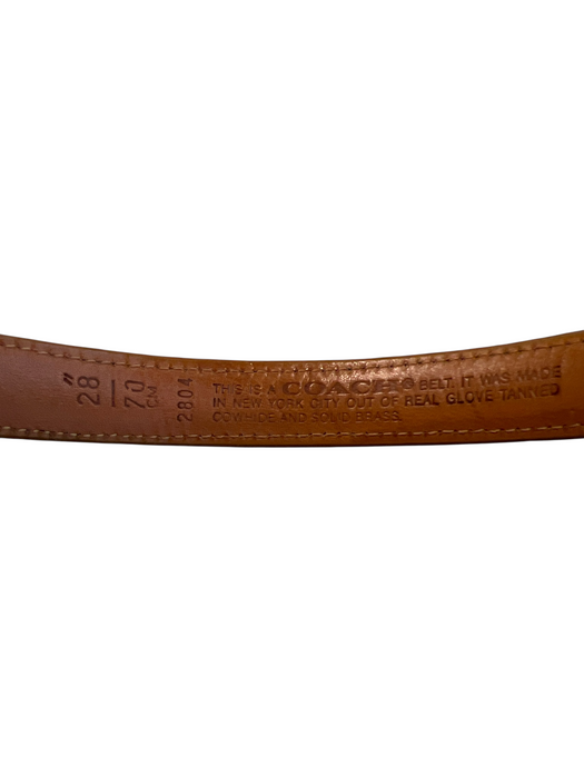 Coach Tan Leather Brass Buckle Thin Belts Tan / 28