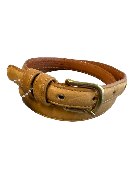 Coach Tan Leather Brass Buckle Thin Belts Tan / 28